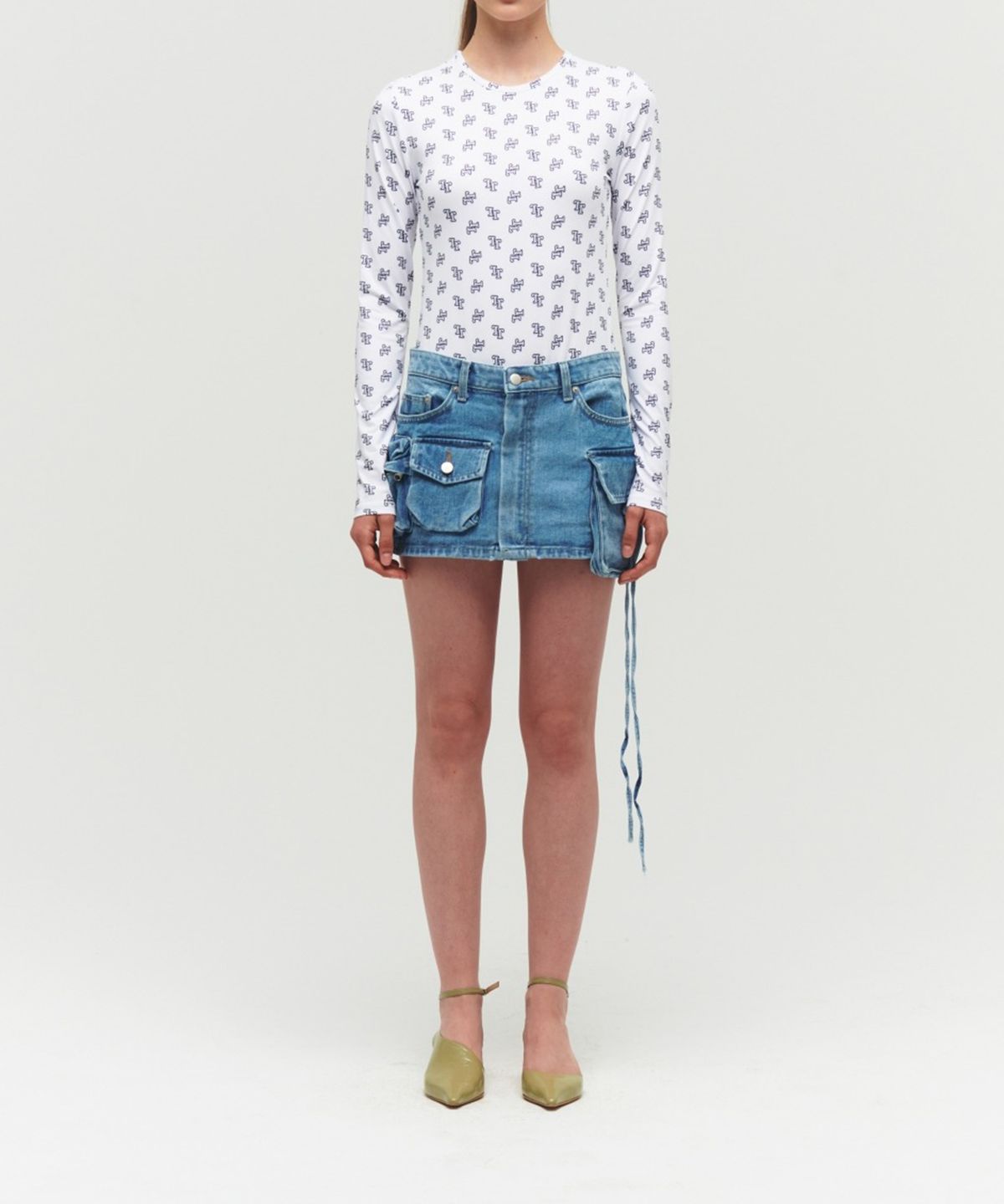 더포르타(THEPORTA) WASHED DENIM SKIRT, BLUE