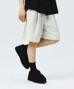 원턱 루즈핏 트레이닝 반바지 - 오트밀