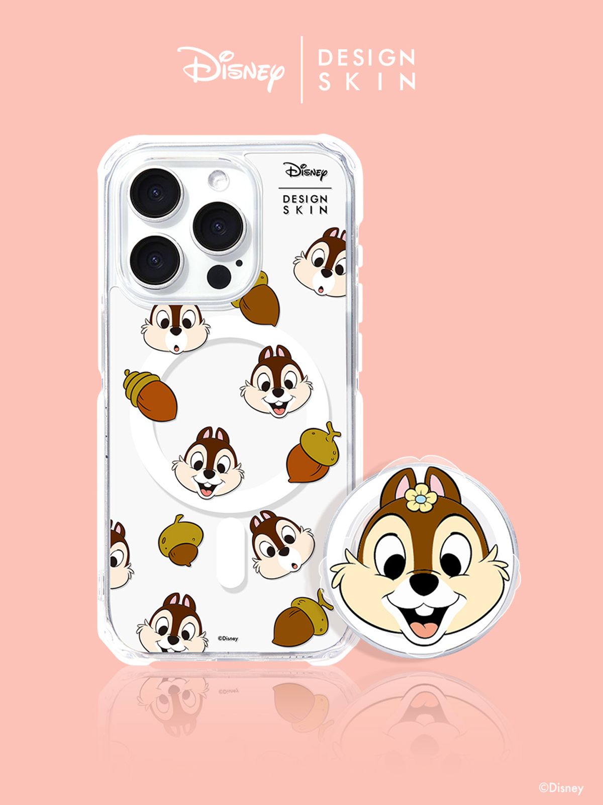 디자인스킨(DESIGNSKIN) [SET] 디즈니 칩 맥세이프 그래픽 케이스 + 맥세이프 스마트톡