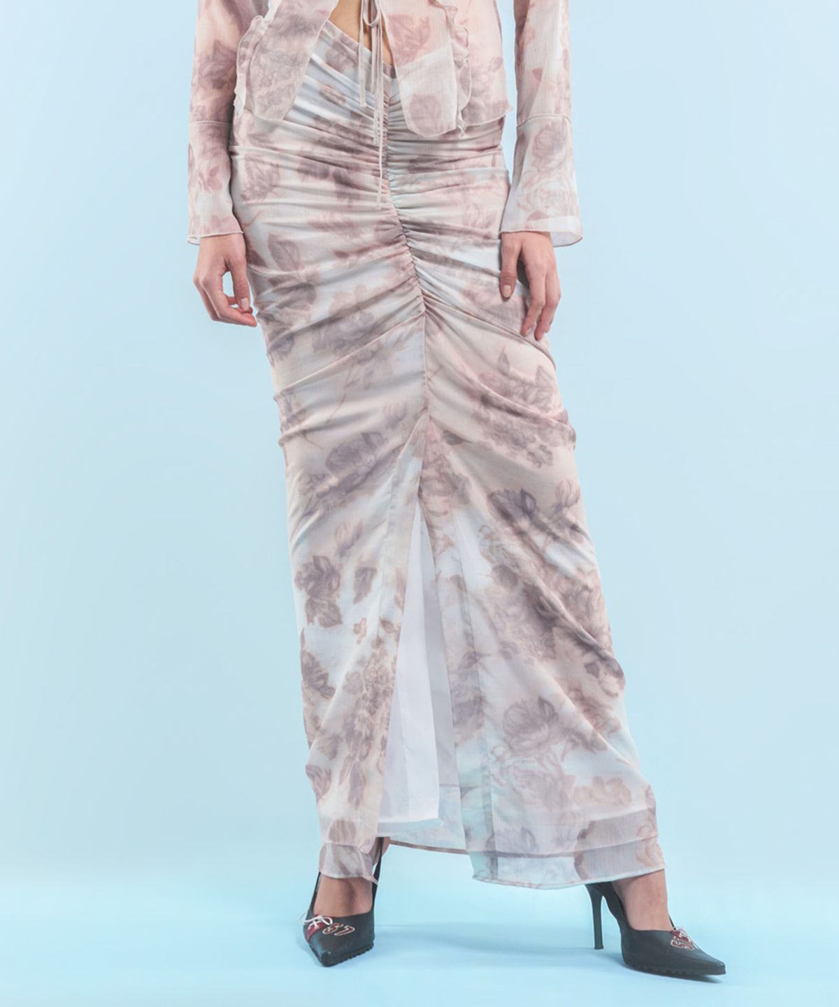 2000아카이브스(2000ARCHIVES) RUCHED MAXI SKIRT (FLOWER)