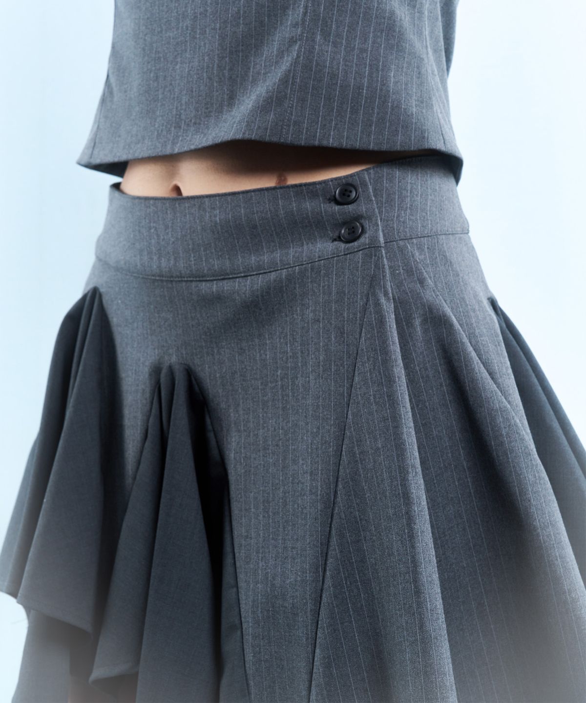 2000아카이브스(2000ARCHIVES) BLOCK UNBALANCED MINISKIRT (GREY)