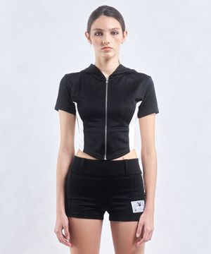 CORSET LINE ZIP HOODIE (BLACK)