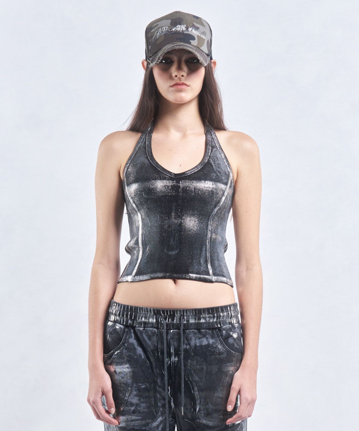 2000아카이브스(2000ARCHIVES) HALTERNECK TANK TOP (BLACK)