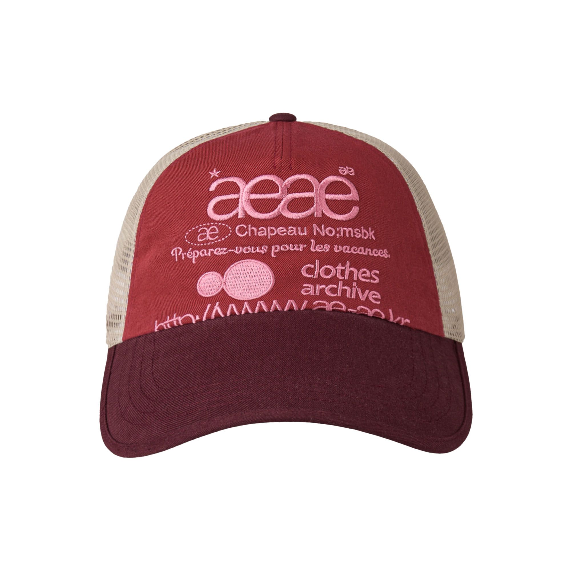 MUSINSA公式 | AEAE WEB LOGO MESH CAP [BURGANDY]