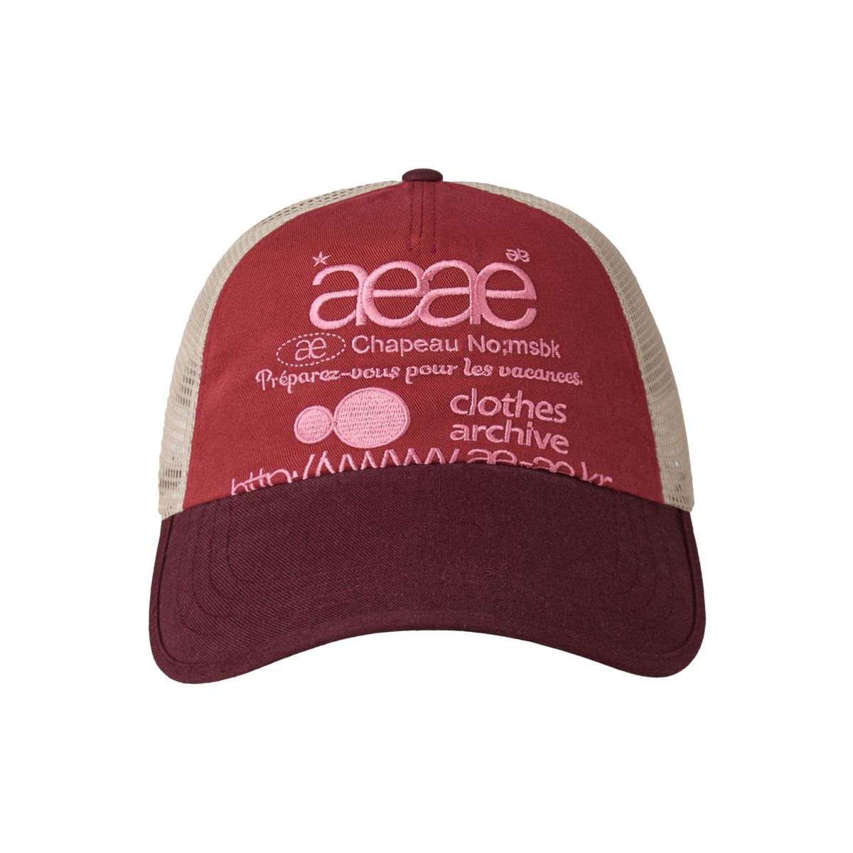 에이이에이이(AEAE) WEB LOGO MESH CAP [BURGANDY]