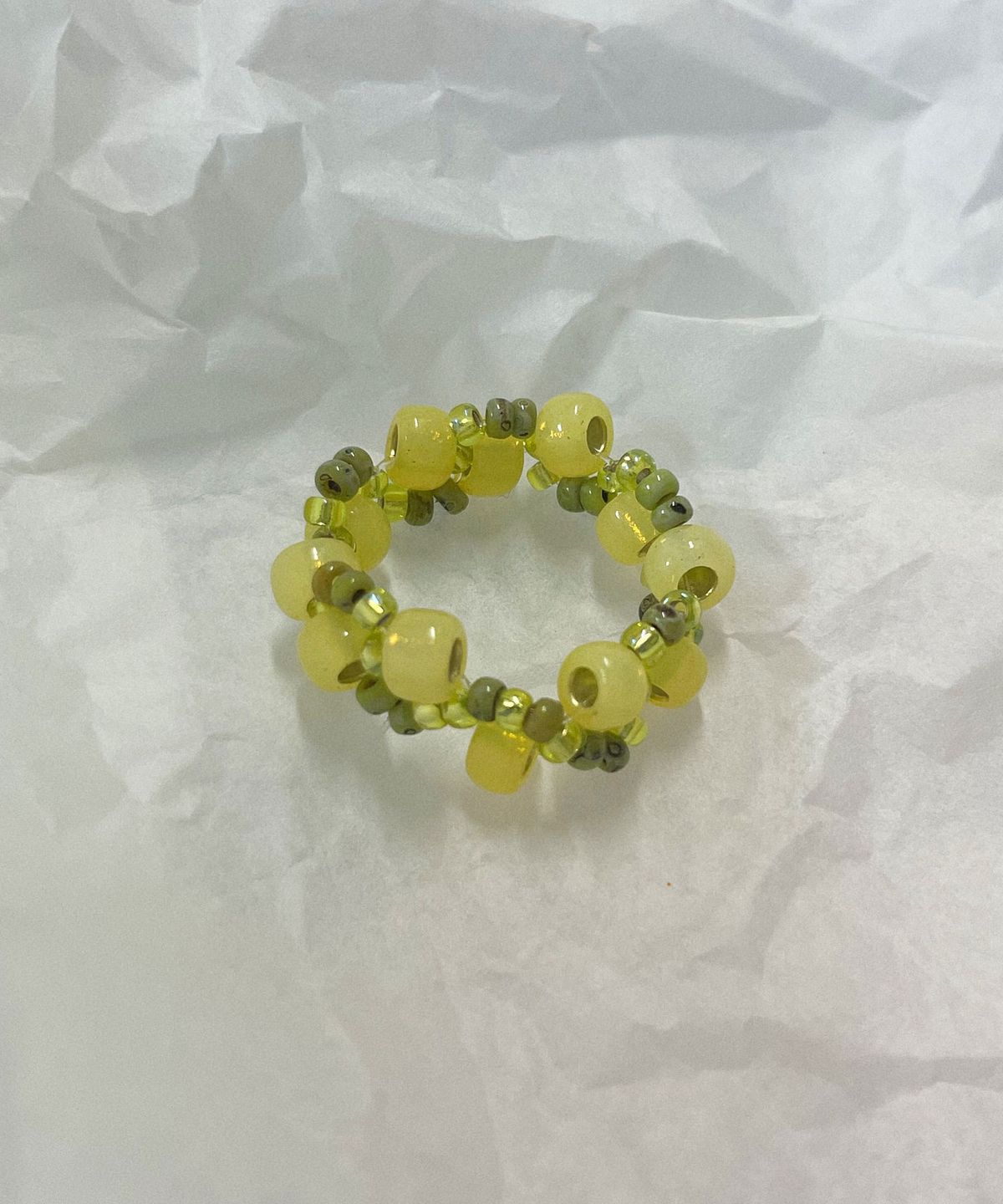 딜라이디(DELIDI) Twist shining beads rings (yellowgreen)