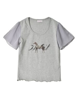 홀스 프린트 웨이비 티셔츠 (그레이)