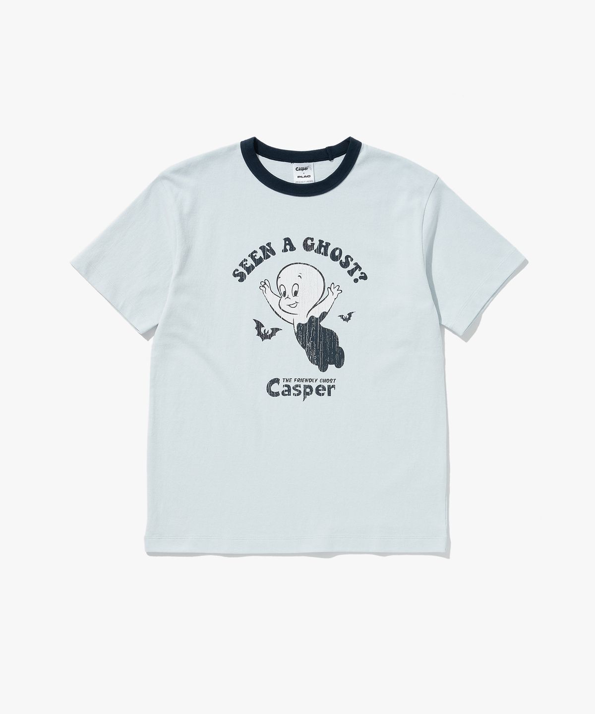 플랙(PLAC) CASPER X PLAC 넥 배색 그래픽 티셔츠 스카이 블루