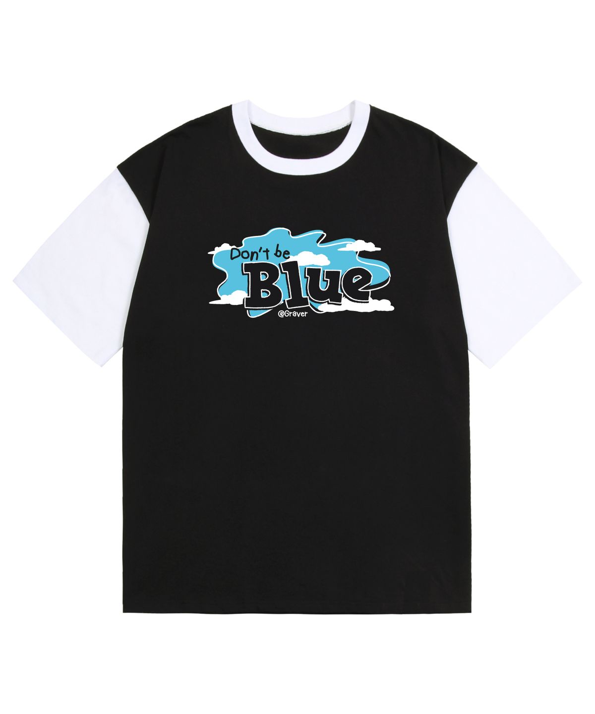 그레이버(GRAVER) [UNISEX]DONT-BE-BLUE 배색 반팔티_블랙