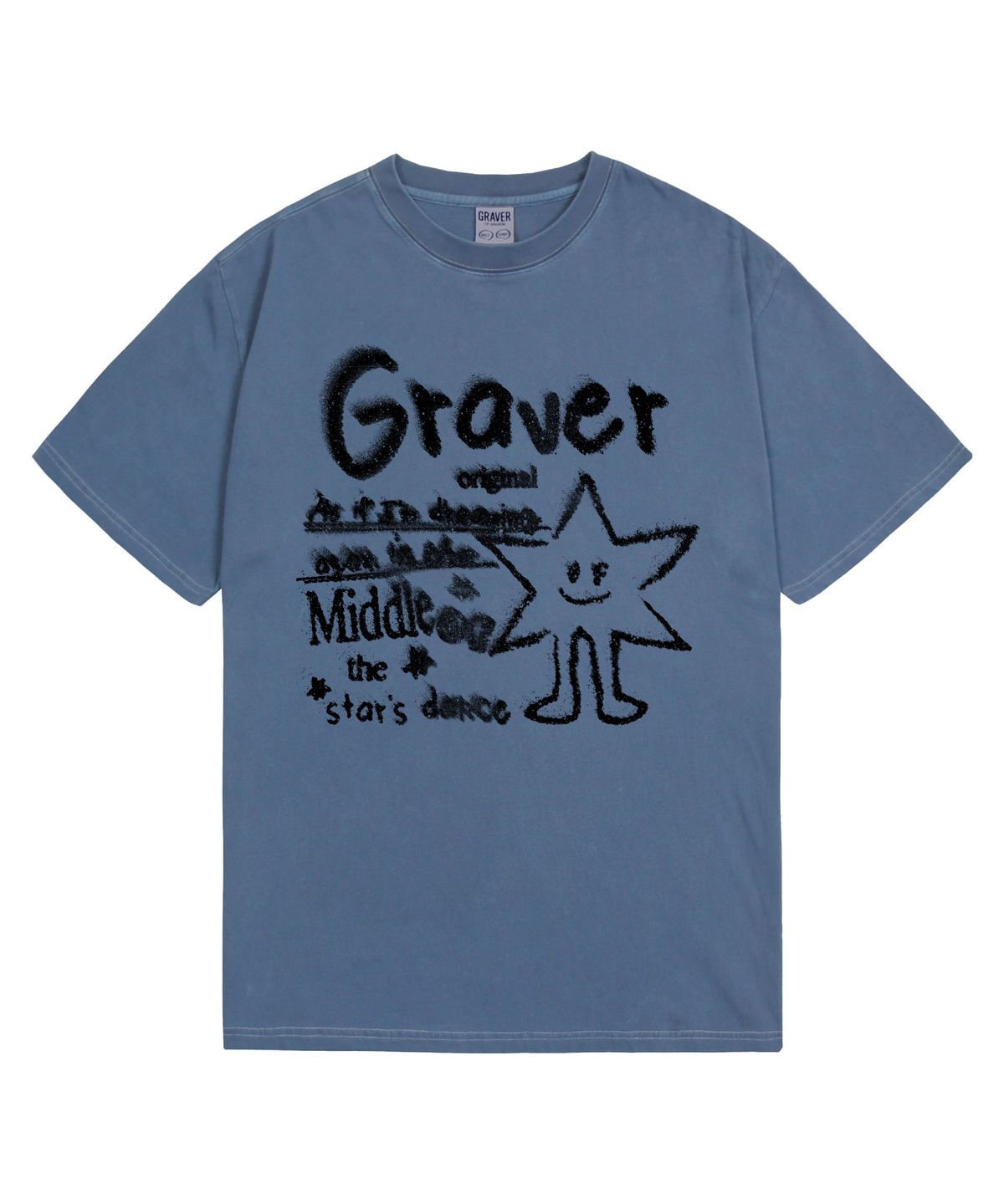 그레이버(GRAVER) [UNISEX]스타댄스 피그먼트 반팔티_블루섀도우