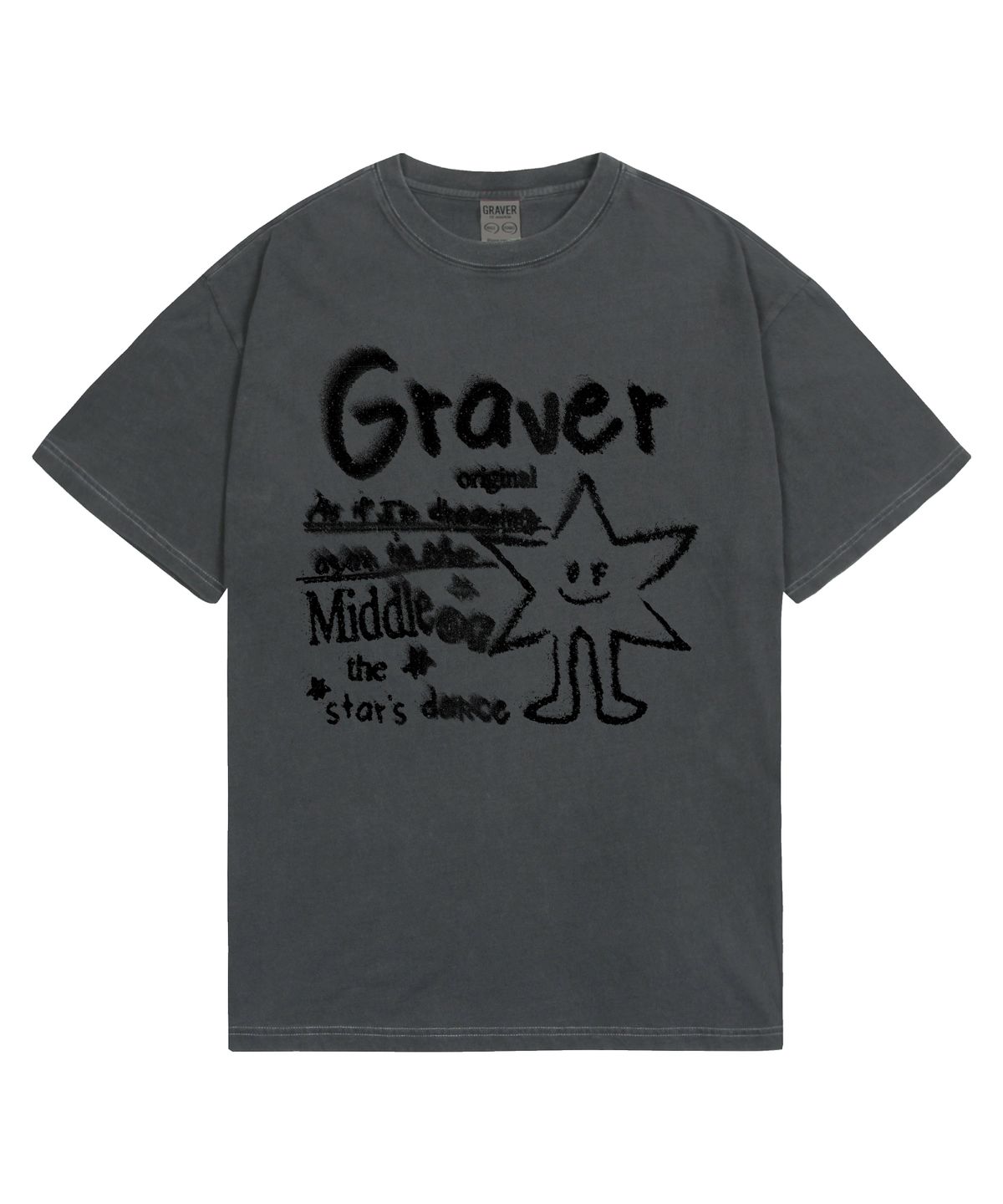 그레이버(GRAVER) [UNISEX]스타댄스 피그먼트 반팔티_블랙차콜