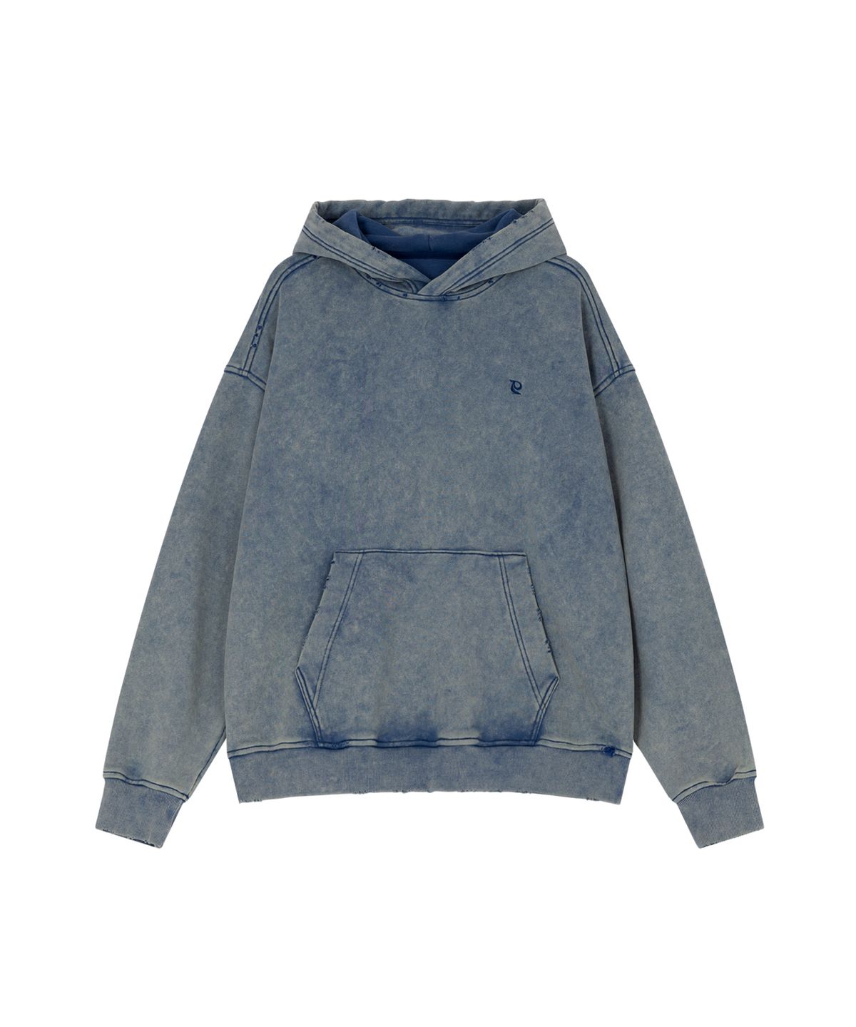 더포르타(THEPORTA) WASHED DAMAGE HOODED TOP, BLUE