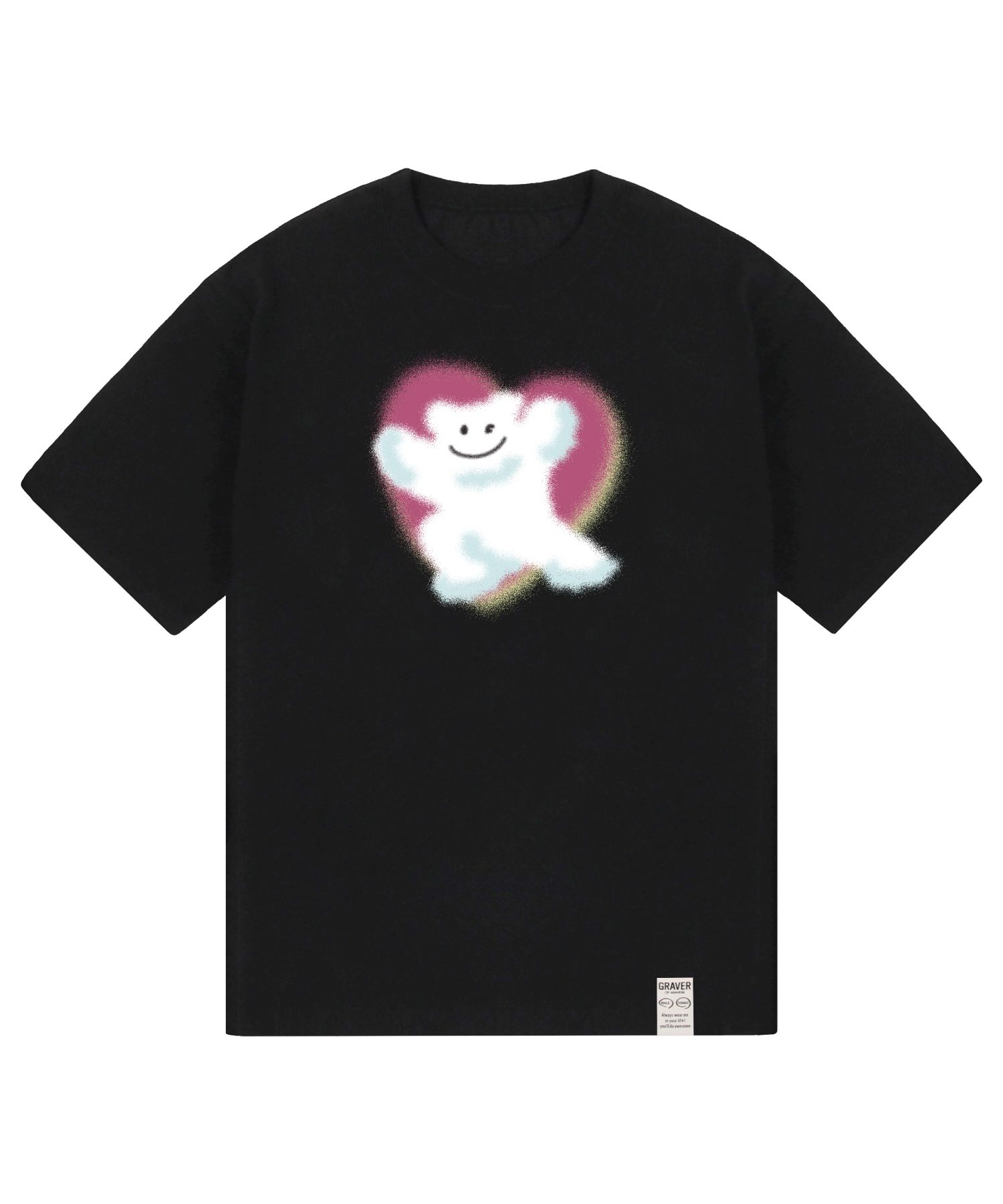 Musinsa graver unisex sray bear big cloud smile short sleeve t