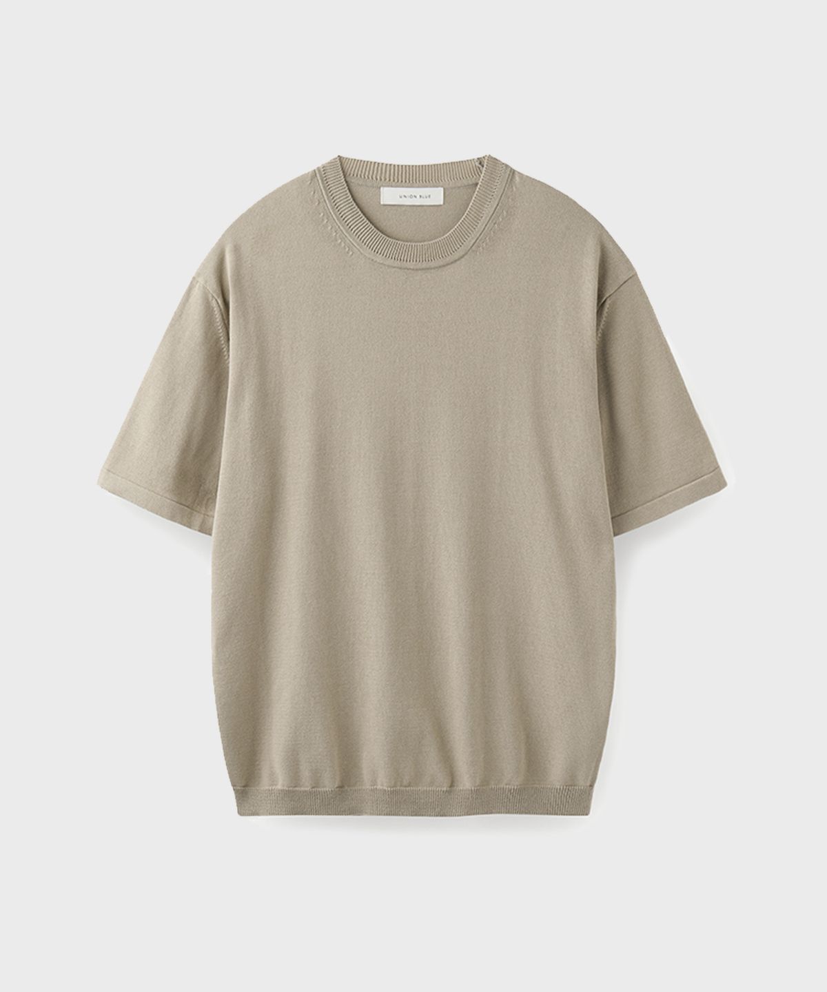 유니온블루(UNION BLUE) HARD TWIST CREWNECK HALF KNIT [SAND BEIGE]