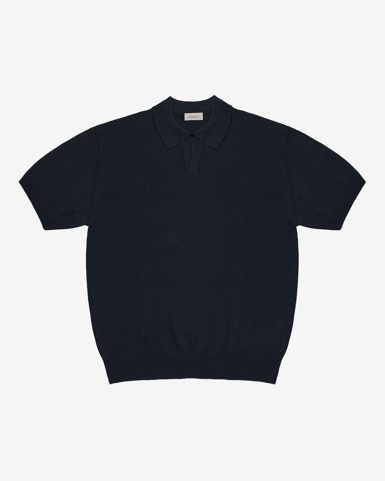 Essential Comfort Open Collar Knit (Navy)