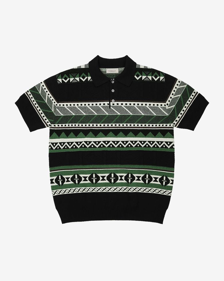 Jacquard Summer Polo Knit (Black)