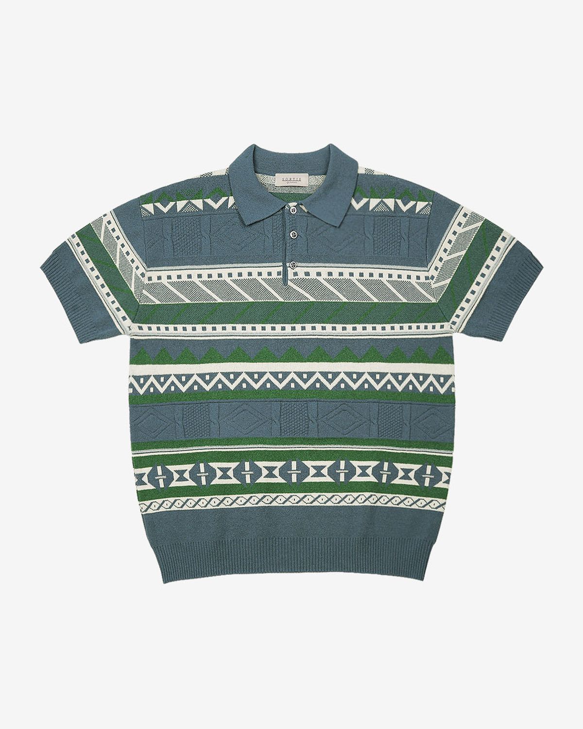 솔티(SORTIE) Jacquard Summer Polo Knit (Blue)