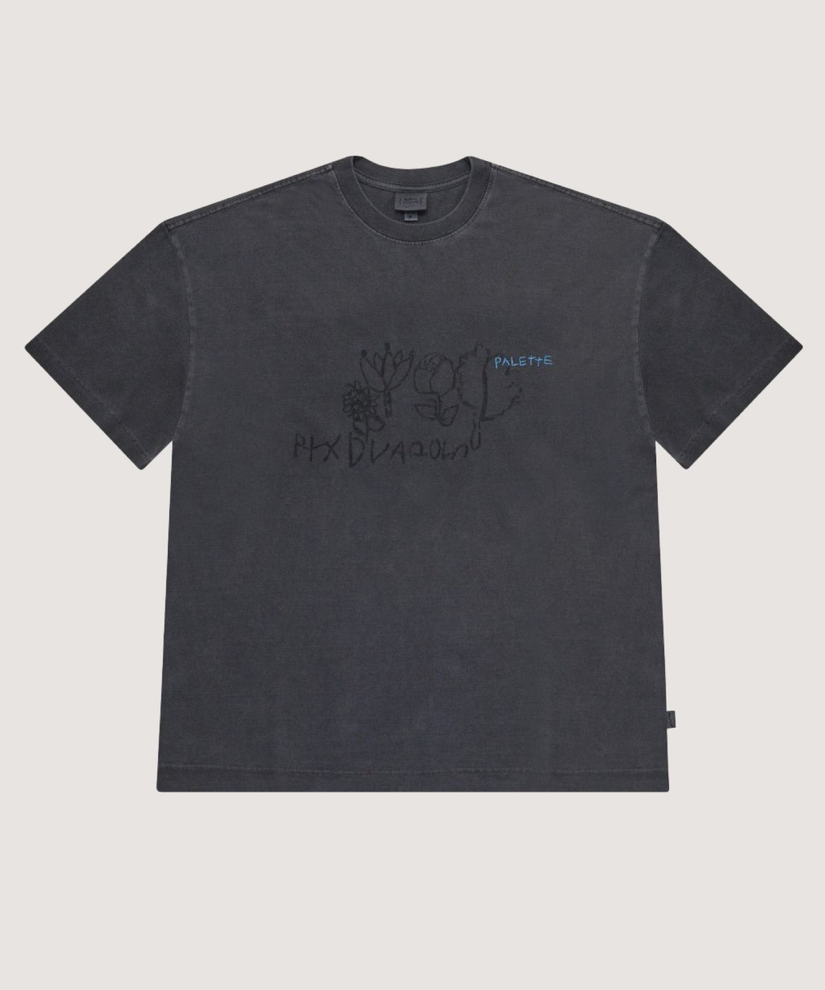 보나츠 팔레트(BONATSPALETTE) BP 플라워 피그먼트 티셔츠_CHARCOAL