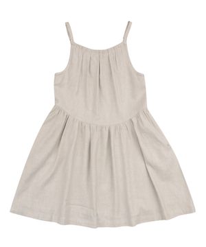 베이지 린넨 끈 원피스