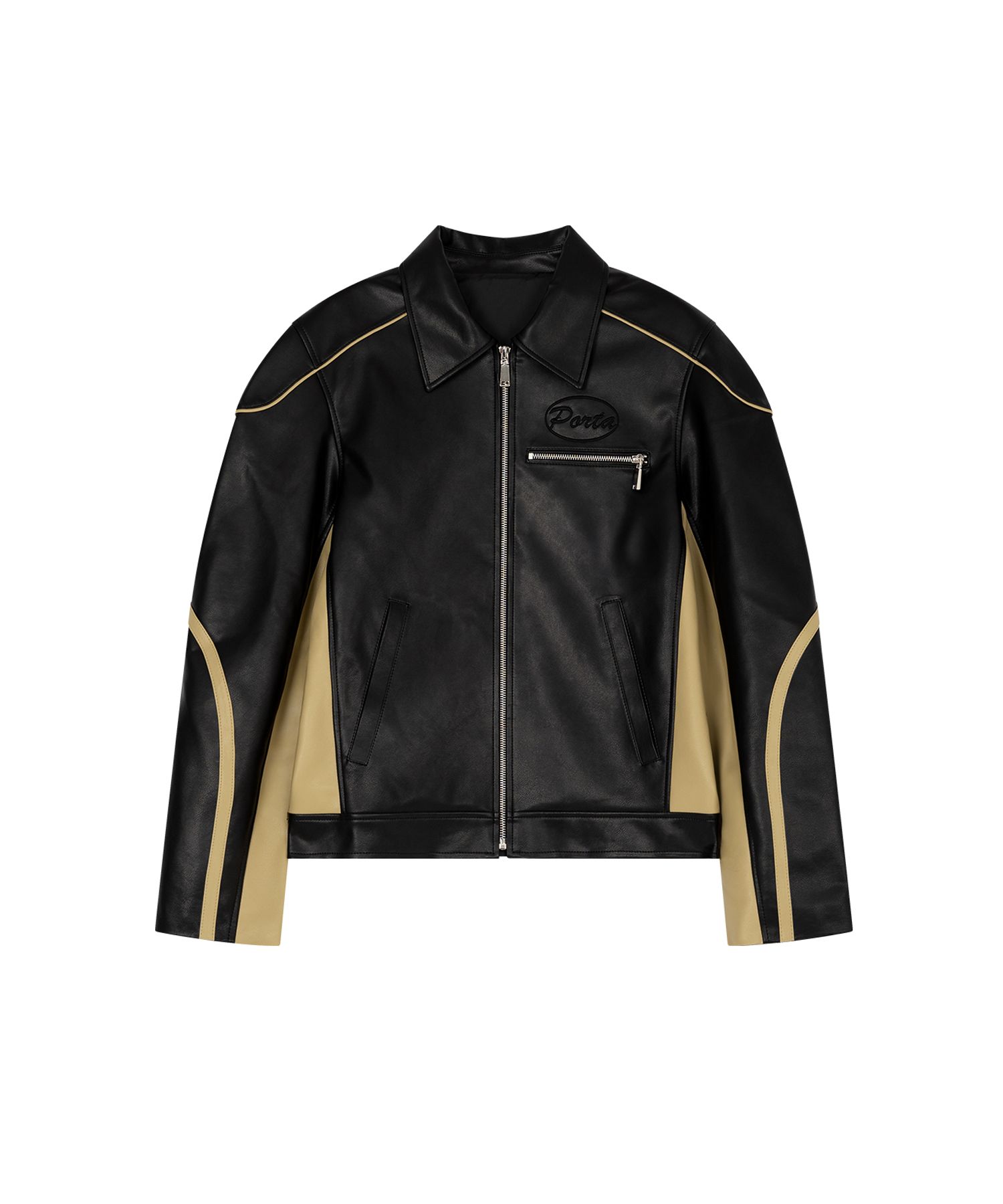 【PORTA】CONTRABASS LEATHER JACKET / 追跡付 MUSINSA | PORTA CONTRABASS LEATHER JACKET, BLACK