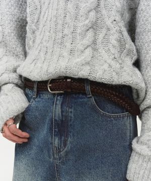 위빙 리얼 레더 벨트 [브라운]