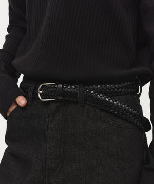 위빙 리얼 레더 벨트 [블랙]
