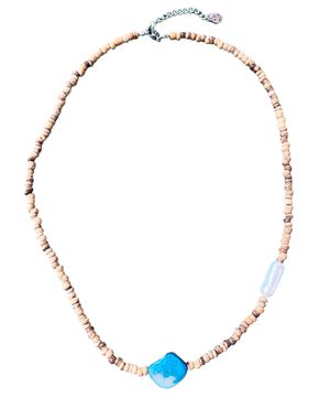 Pearl Points Wooden Beads Necklace (Wood)
