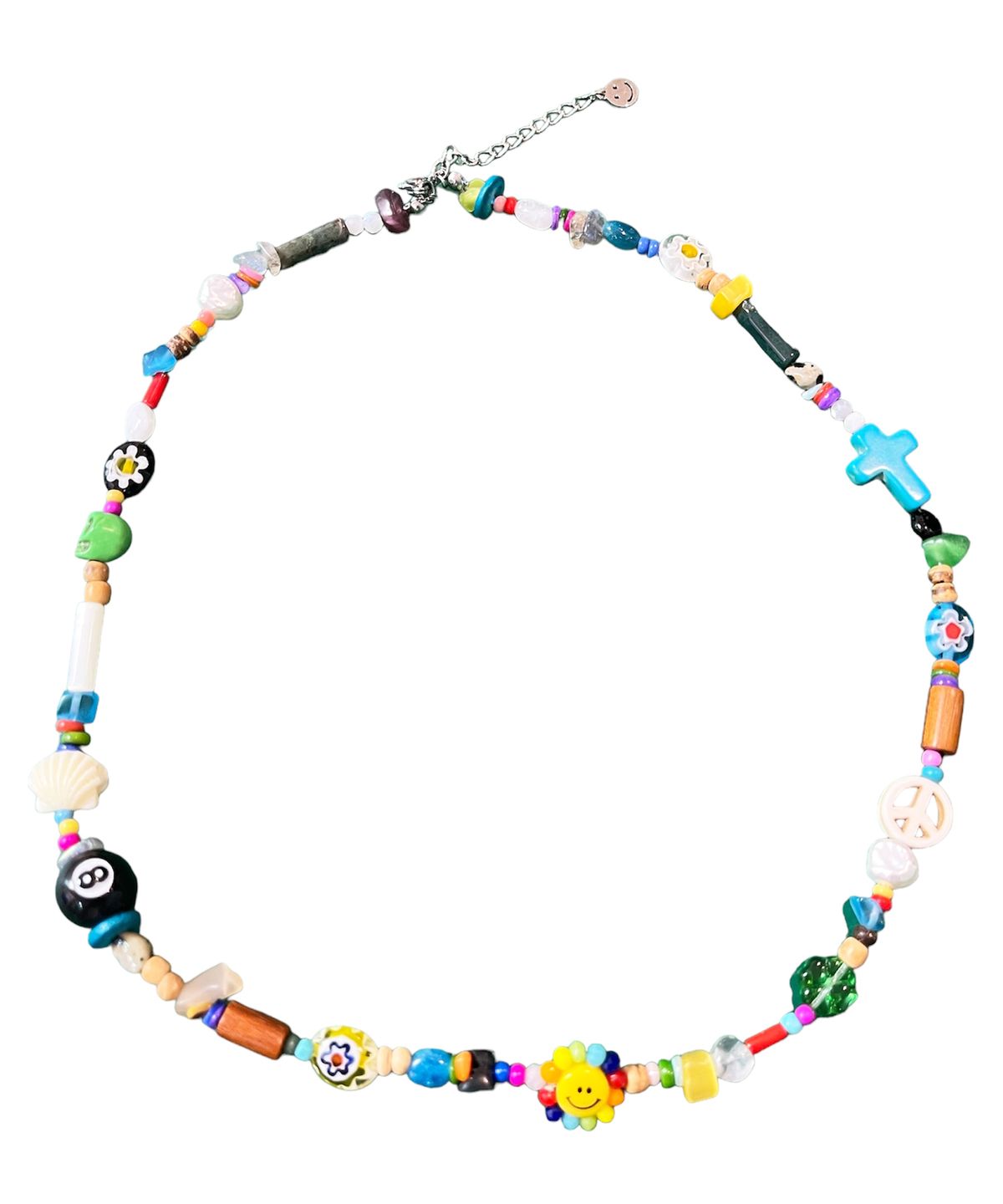스케이터락(SK8ER ROCK) Smiley Multi Beads Necklace (Multi)