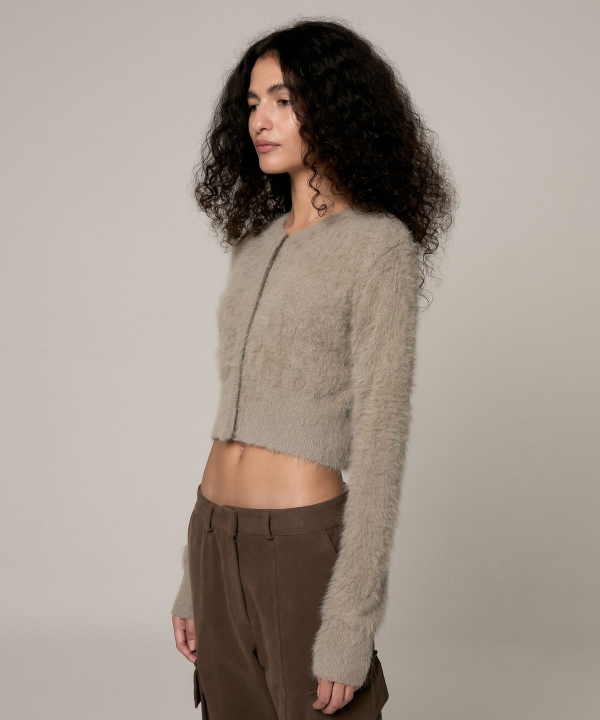 더포르타(THEPORTA) HAIRY FUR CARDIGAN, BEIGE