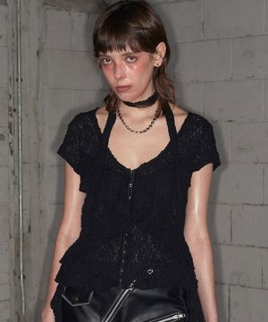 Grunge Ruffle Blouse (BLACK)