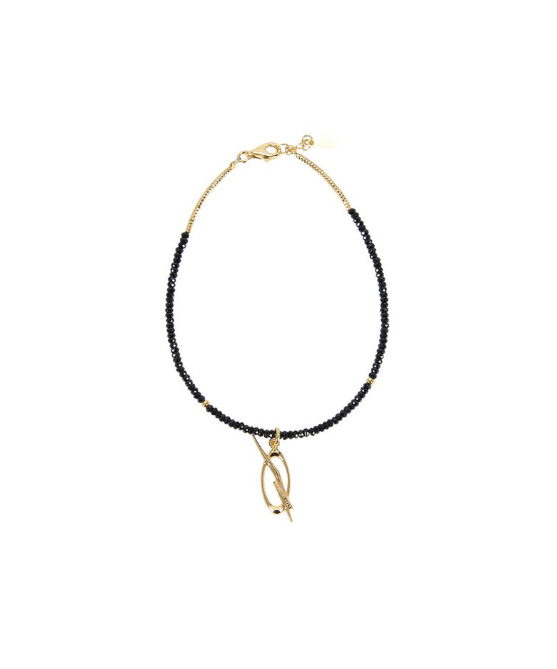 Black Spinel Logo Bracelet - Gold