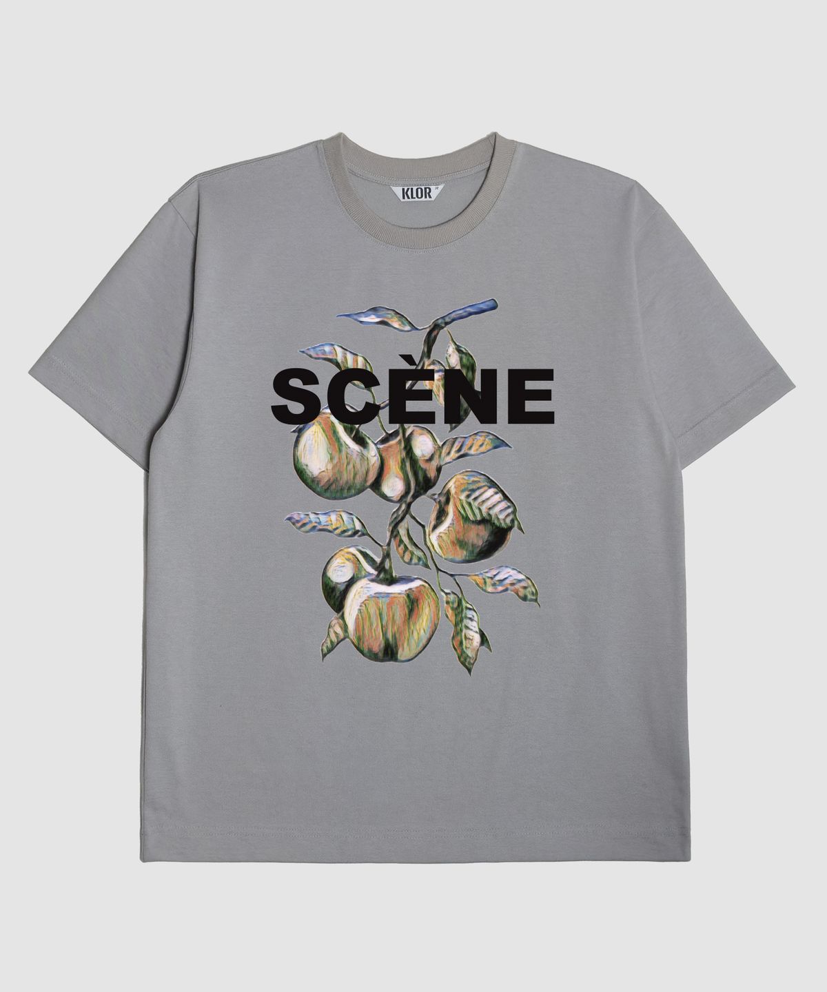클로어(KLOR) [UNISEX] 씬 애플트리 그래픽 반팔 티셔츠 (BLUE GREY)