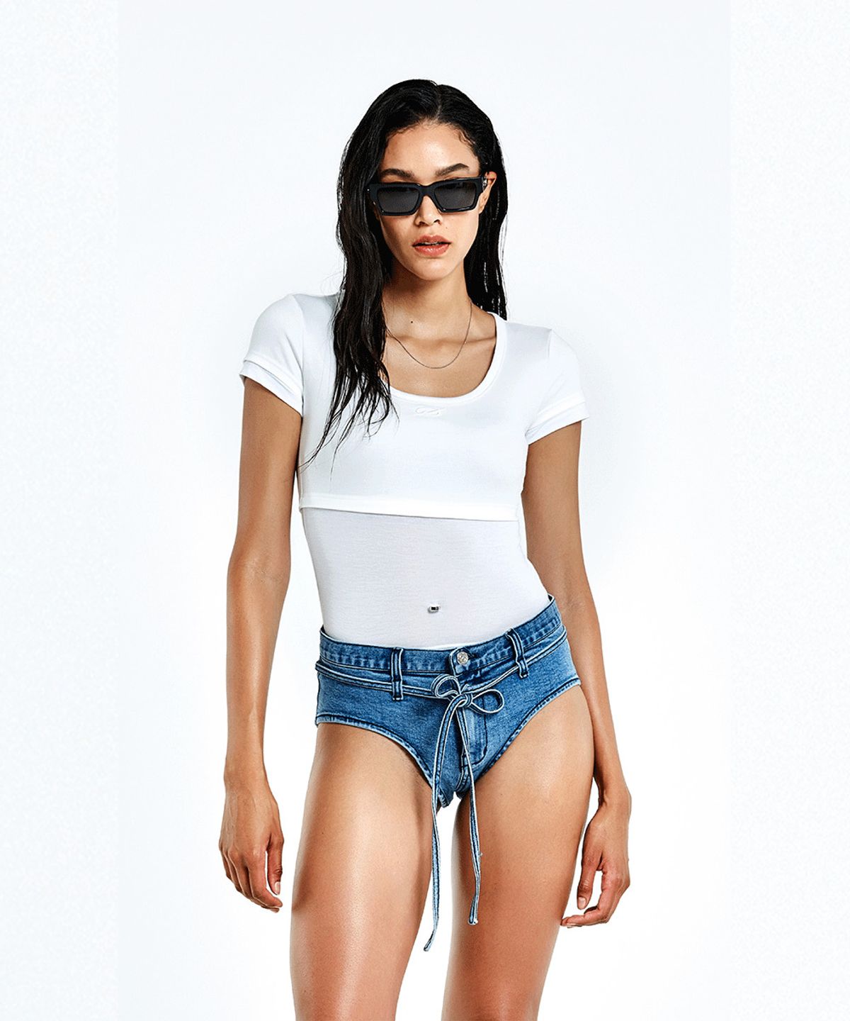 51퍼센트 포 우먼(51PERCENT FOR WOMAN) Layered Piercing T-shirt - White (woman)