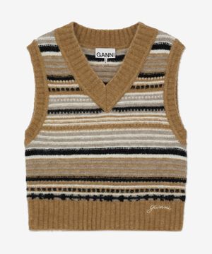 소프트 울 스트라이프 베스트 - 타이거즈 아이 / K2236177