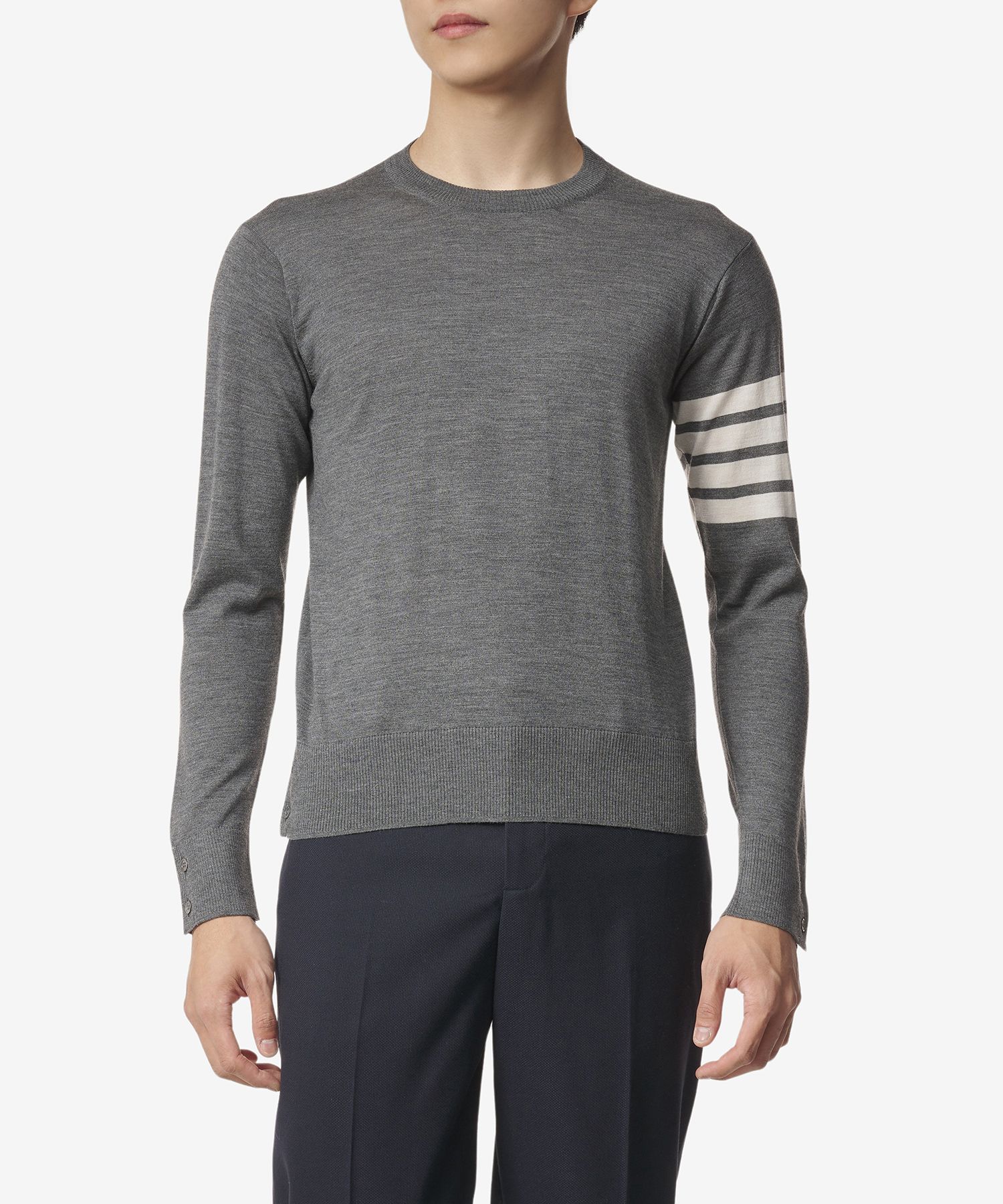 MUSINSA | THOM BROWNE 4 Bar Stripe Sustainable Knit - Gray