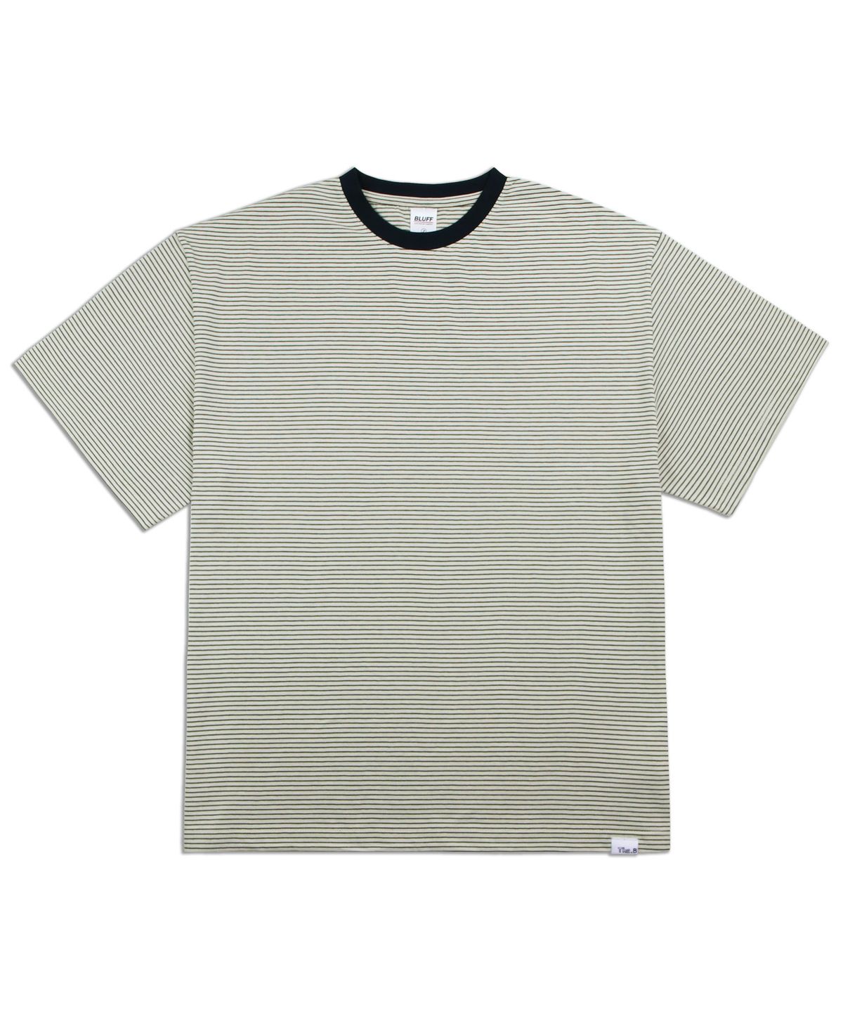 블러프(BLUFF) The.B 릴렉스드 스트라이프 티셔츠 [KHAKI/IVORY]