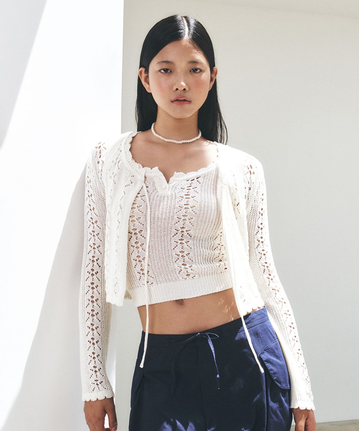 그로브(GROVE) KIKO SKASHI LS CARDIGAN_IVORY