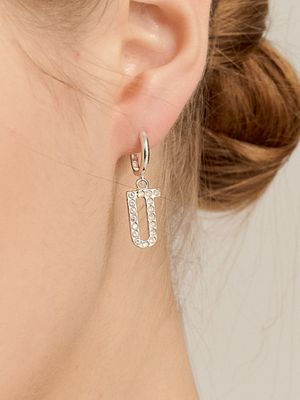 [Ie386]Shiny Signature Silver Earring