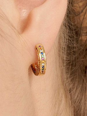 [Ie378_1]Rainbow Stone Silver Earring