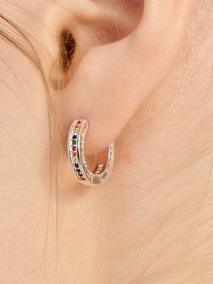 [Ie378]Rainbow Stone Silver Earring