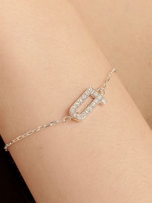 [Ib317]Shiny Signature Silver Bracelet