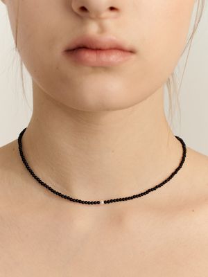 [In516]Onyx Line Silver Necklace