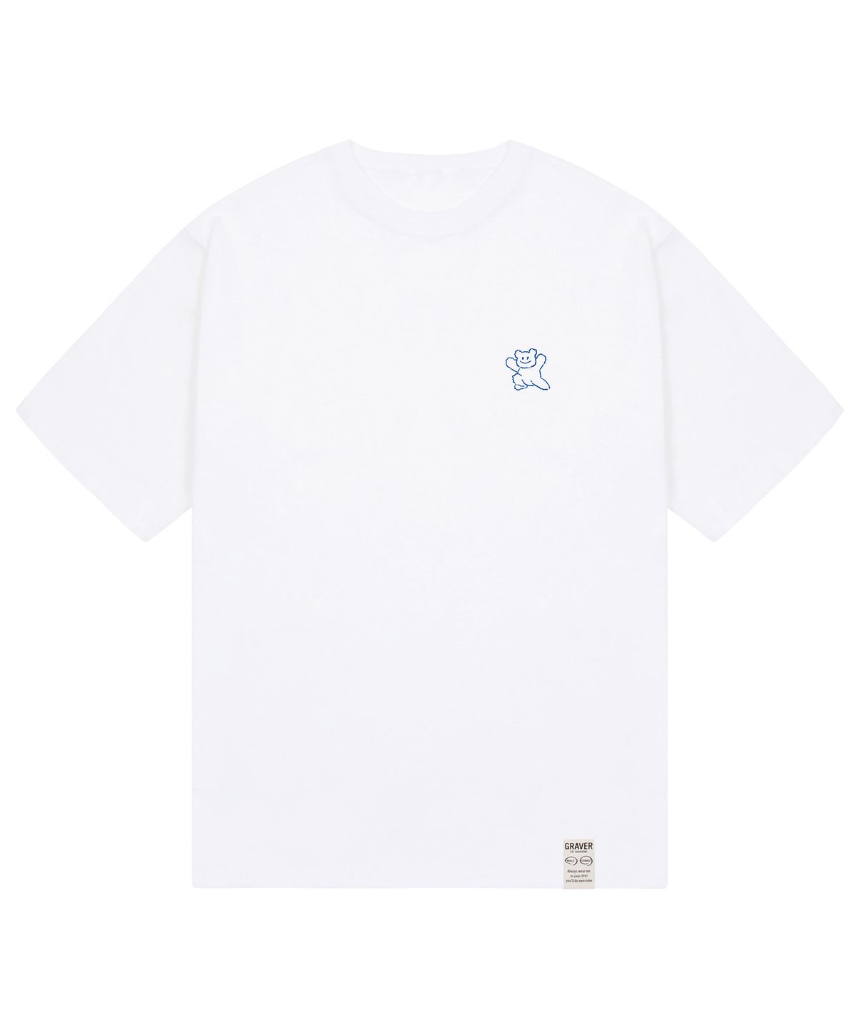 그레이버(GRAVER) [UNISEX]스몰 라인 베어스마일 반팔티_화이트