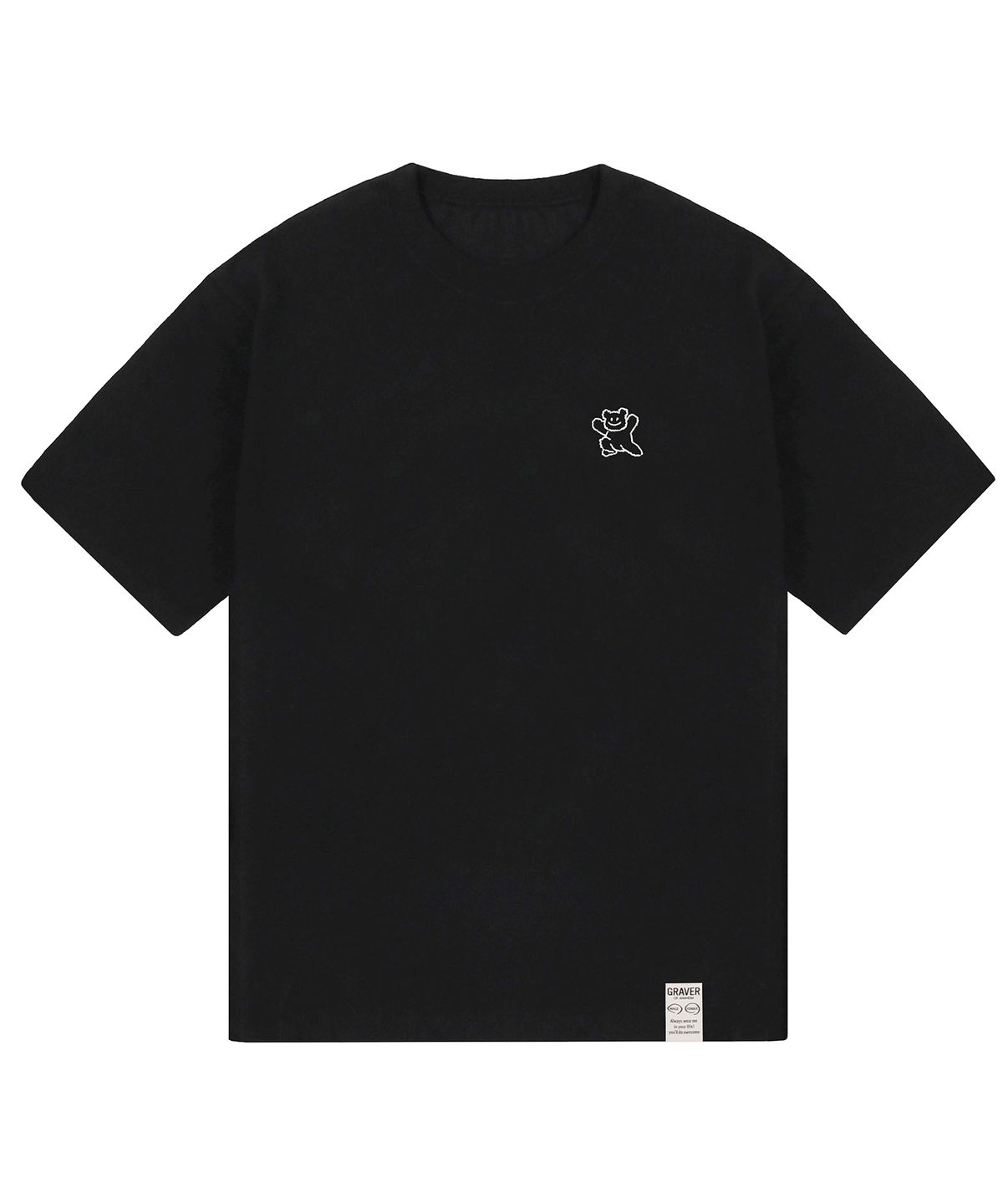 그레이버(GRAVER) [UNISEX]스몰 라인 베어스마일 반팔티_블랙