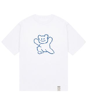 [UNISEX]빅 라인 베어스마일 반팔티_화이트