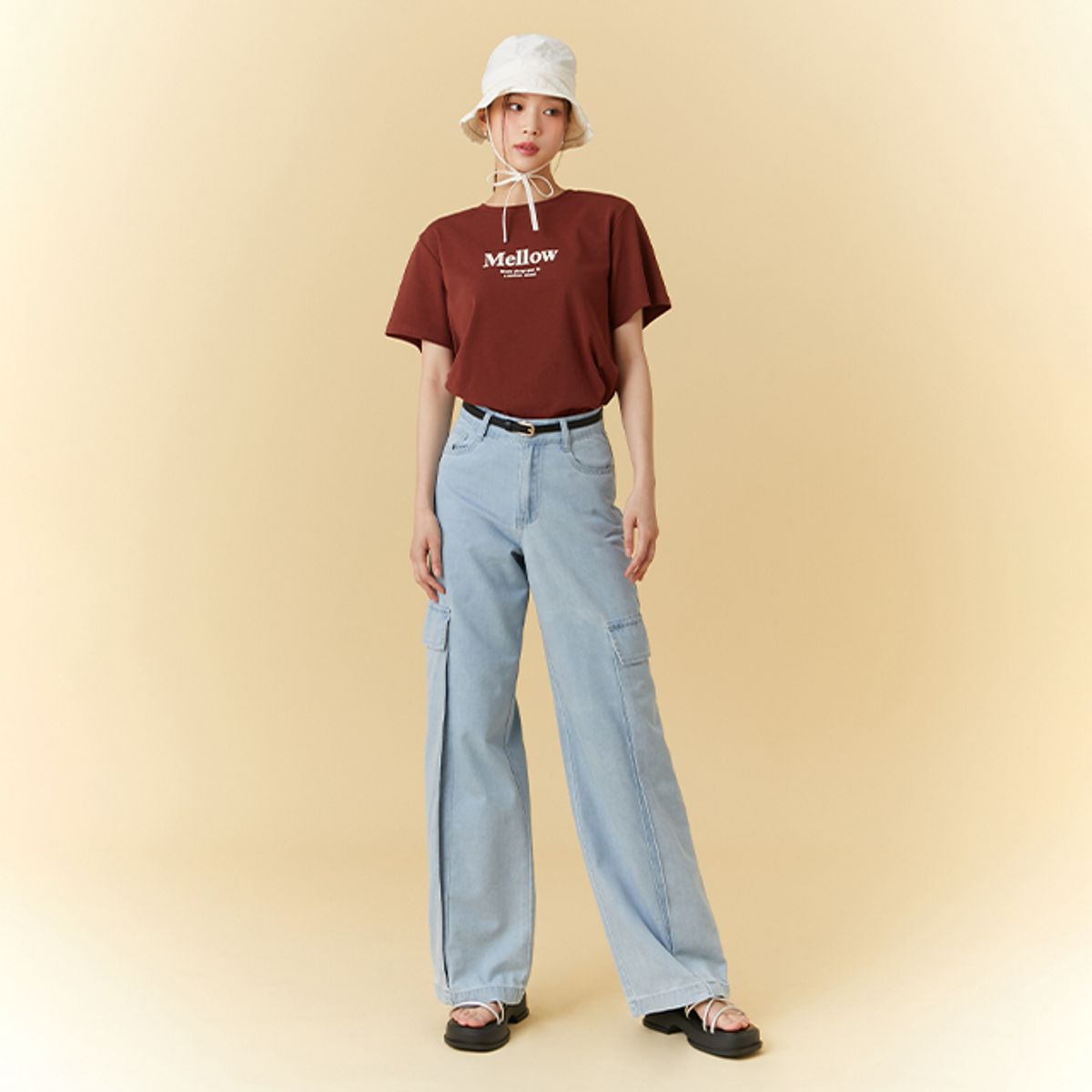 랩(LAP) 데님라이크 빅카고 와이드팬츠 AQ2DP565