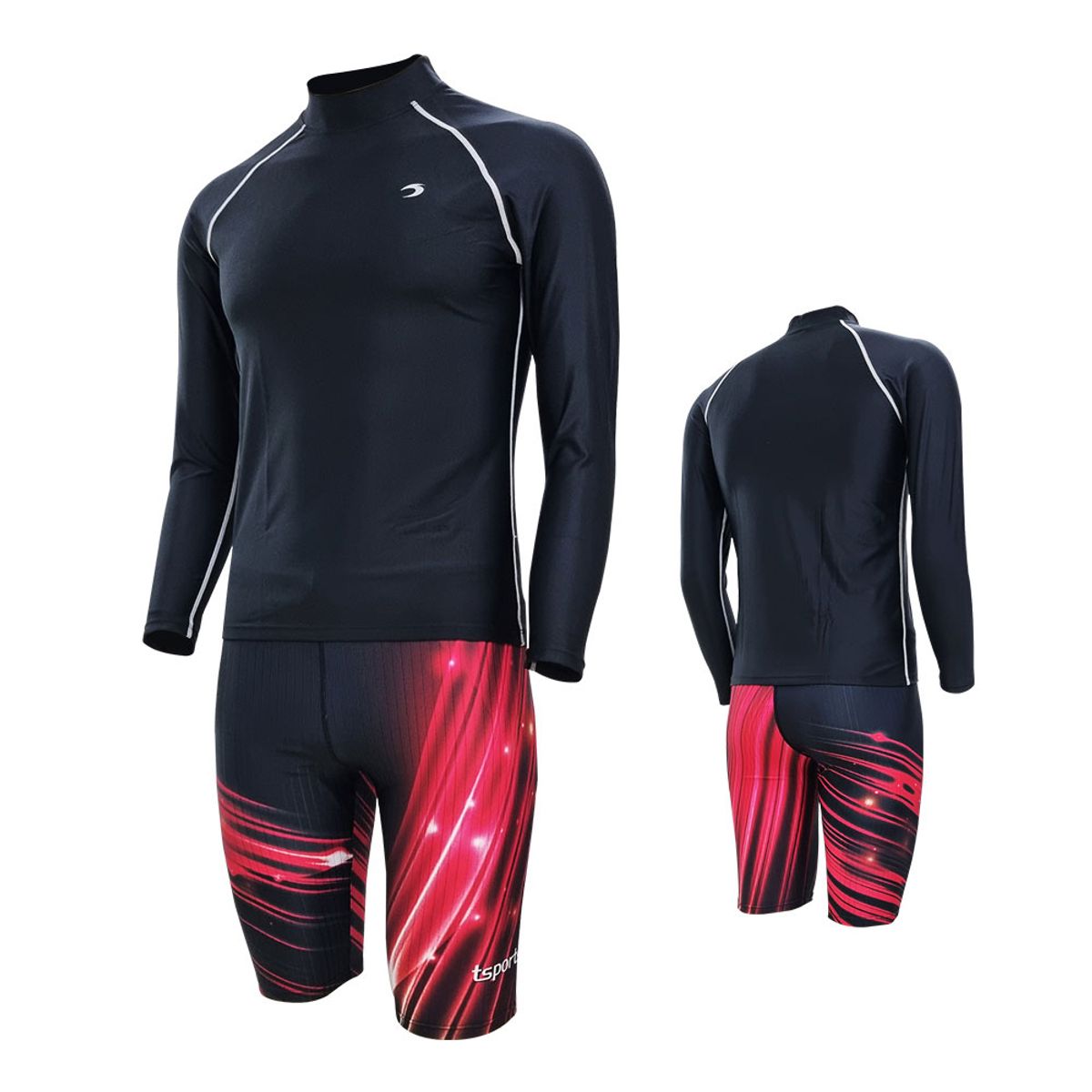 티에스스포츠(TS SPORTS) 남성 수영복 5부반바지 긴팔래쉬가드 M23042+24056