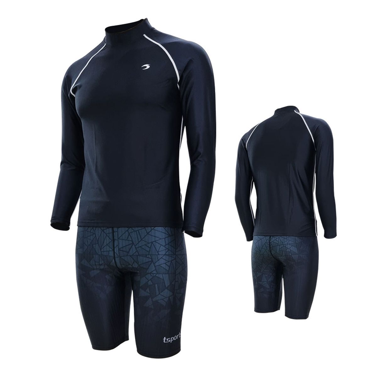 티에스스포츠(TS SPORTS) 남성 수영복 5부 반바지 긴팔 래쉬가드 M23042+24055