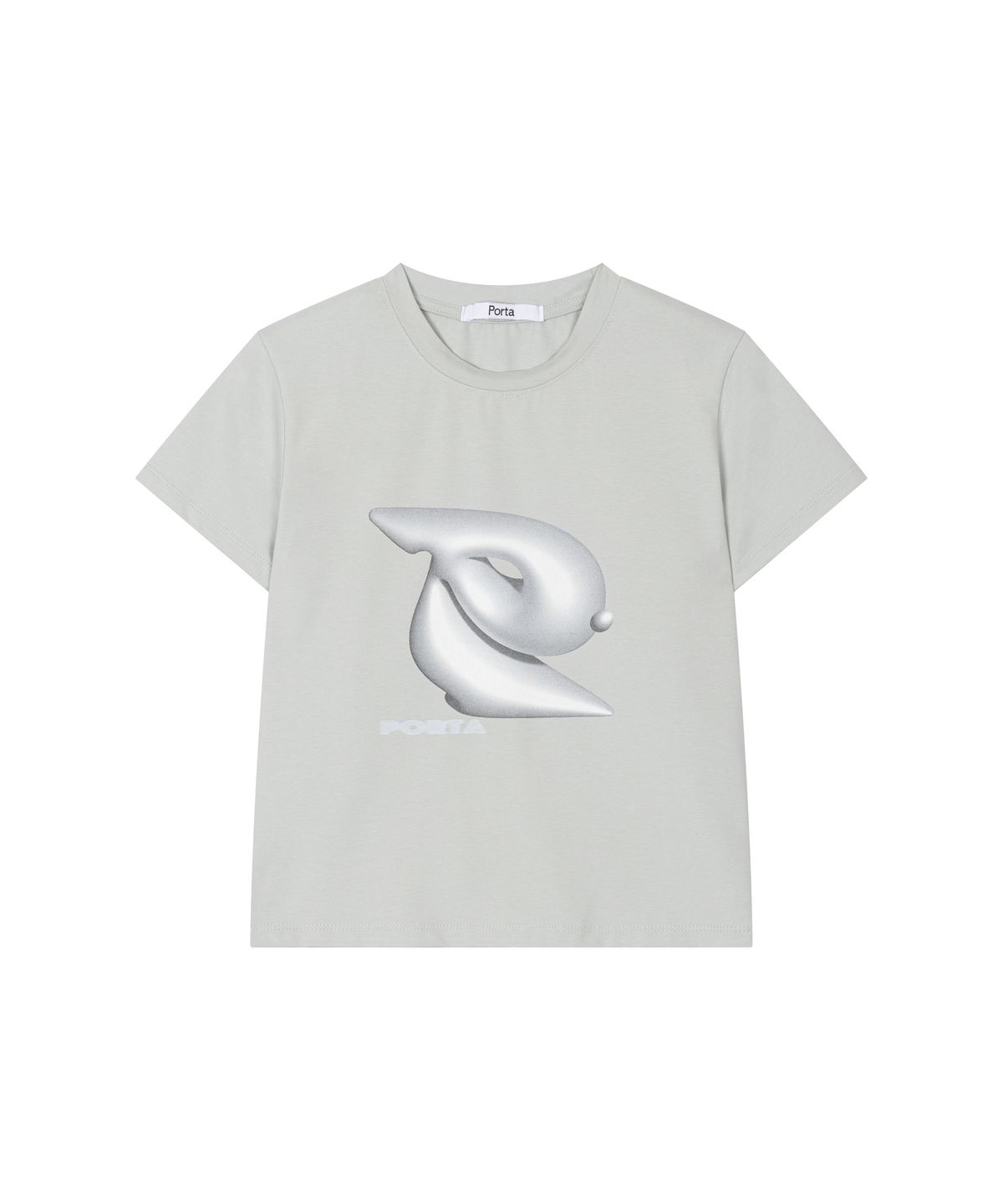 더포르타(THEPORTA) PORTY FITTED HALF TOP, LIGHT GREY