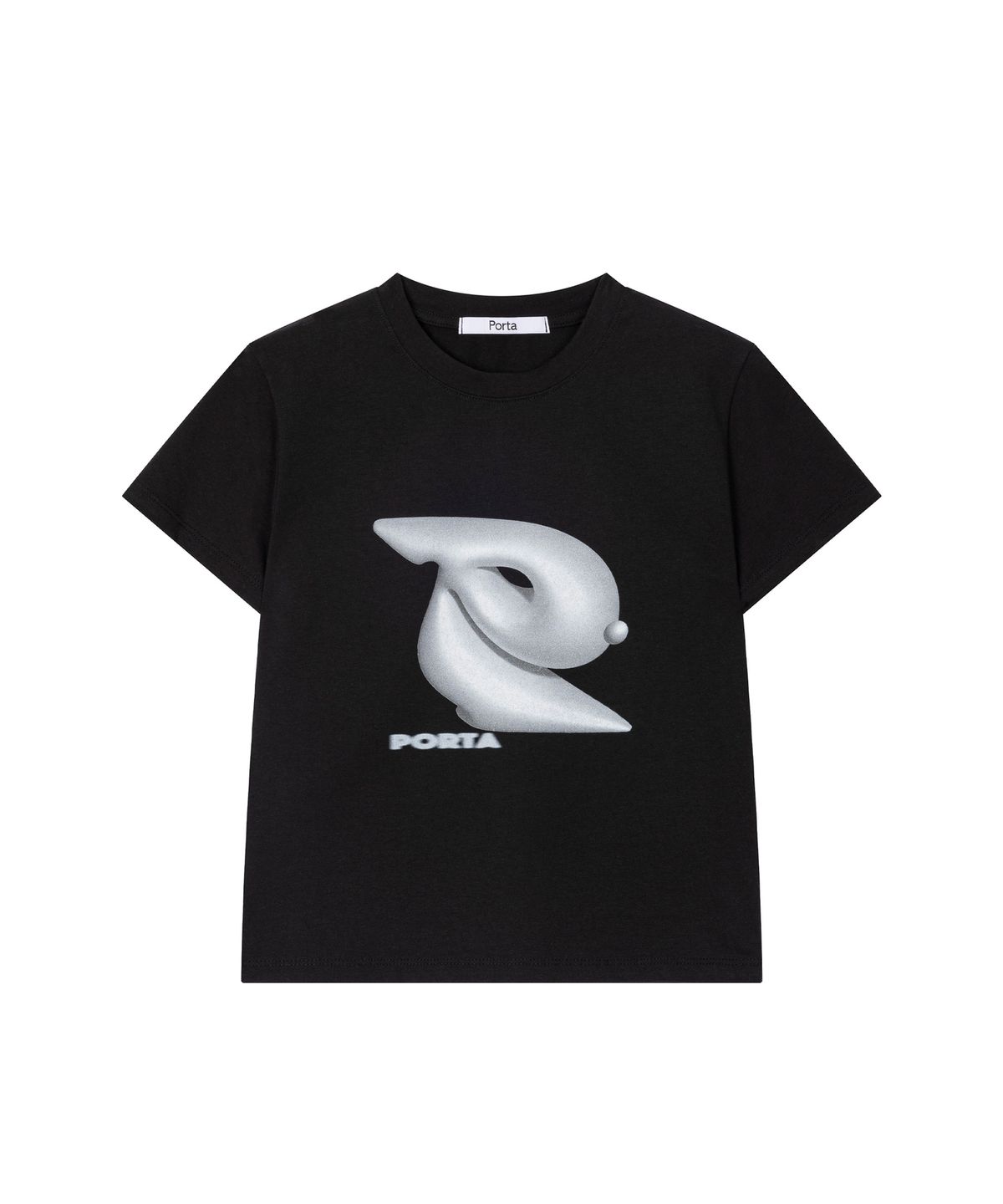 더포르타(THEPORTA) PORTY FITTED HALF TOP, BLACK